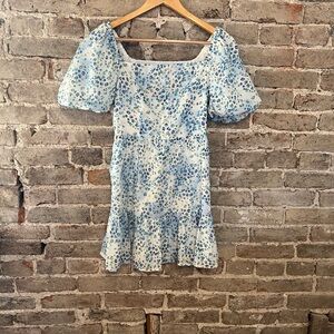 BB Dakota Blue Floral Smocked Dress